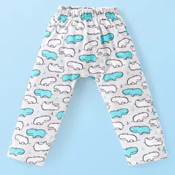 Babyhug  Cotton Knit Full Length Diaper Leggings with Stripes & Dino Print Pack of 3 - Multicolor image 4