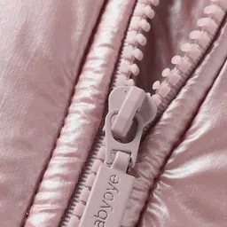 Babyoye Woven Full Sleeves Solid Front Open Hooded Padded Jacket With Mini Purse - Pink image 4