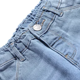 Babyhug Denim Full Length Jeans With Stretch & Text Embroidery - Blue image 5