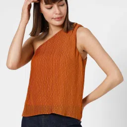Vero Moda Orange Self Design Top image 2