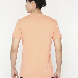 UnderJeans by Spykar Peach Regular Fit Printed T-Shirt image 2