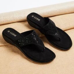 Code by Lifestyle Women's Black Thong Wedges-picture-9