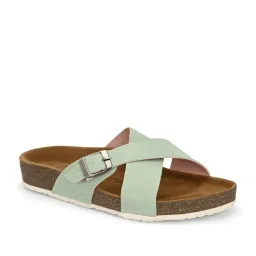 hoversoul Hoversole Women's Xena Pistachio Cork Cross Strap Sandals image 2