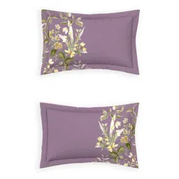 DDecor Purple Cotton 145TC Floral Print Bedsheet with 2 Pillow Cover image 4