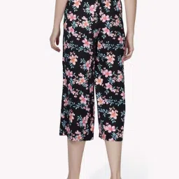 VASTRADO Black Floral Print Culottes image 2