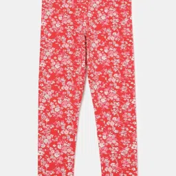 Jockey Kids Rio Red Printed Cotton Floral Print Leggings image 2