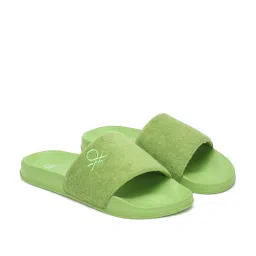 United Colors of Benetton Women's Green Slides image 2