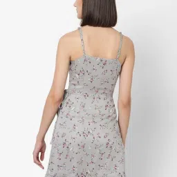 VASTRADO Grey Floral Print A-Line Wrap Dress image 2