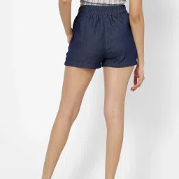 VASTRADO Navy Cotton Mid Rise Shorts image 2