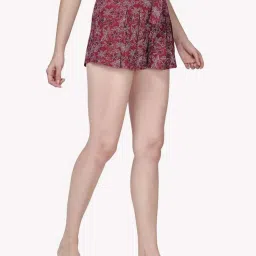 VASTRADO Maroon Floral Print Skorts image 2