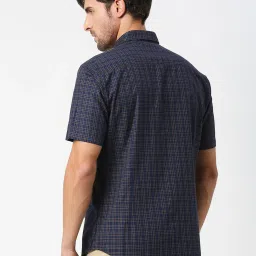 Dragon Hill Navy Checks Slim Fit Shirt image 2