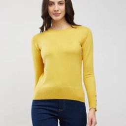 Fablestreet Yellow Acrylic Regular Fit Sweater-picture-24