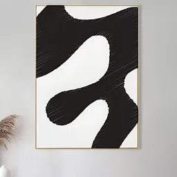 nestroots Black & White Abstract Canvas Framed Painting Wall Art-picture-31