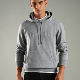 Tommy Hilfiger Grey Cotton Regular Fit Logo Printed Hooded Sweatshirt-picture-32