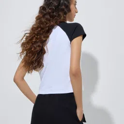 studiofit women Studiofit by Westside White Text Patterned Cotton-Blend T-Shirt image 2