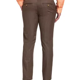Park Avenue Brown Super Slim Fit Texture Trousers image 2