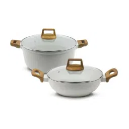 Bergner White Aluminium Naturally Non-Stick Cookware Set-picture-16