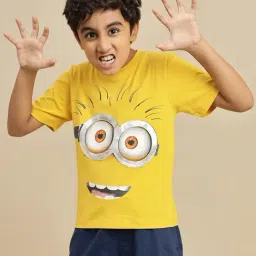 Kidsville Boys Yellow Cotton Printed T-Shirt-image-88