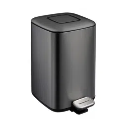 OBSESSIONS Black Steel Stainless Steel Step Dustbin With Deodorizer Compartment (12 Litre) image 2