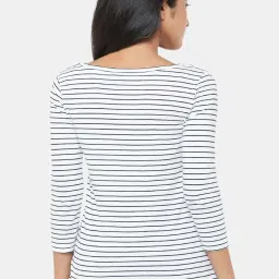 Dreamz by Pantaloons White Cotton Striped Top image 2