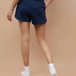 Ginger By Lifestyle Dark Blue Cotton Regular Fit Shorts image 2