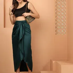 NEUDIS Green Satin Regular Fit Skirt image 3