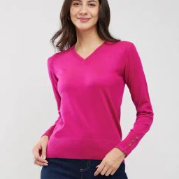 Fablestreet Pink Acrylic Regular Fit Sweater-picture-32