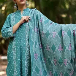 Chidiyaa Teal Pure Cotton Printed Dupatta-picture-14