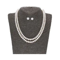 Sri Jagdamba Pearls 2 Line Pearl White Alloy Necklace Set-picture-37