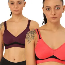 Lady Lyka Multicolor Non Wired Non Padded Sports Bra (Pack of 2)-image-90