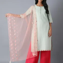 W Peach Viscose Dupatta-image-0