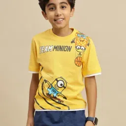 Kidsville Boys Yellow Cotton Printed T-Shirt-image-39