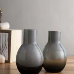 Tayhaa Grey Glass Flower Vase - Set of 2 image 2