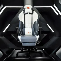 Nilkamal Greta Gery & White Leather Gaming Chair image 2