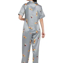 Smarty Pants Light Grey Satin Print Shirt With Pyjamas image 2