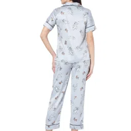 Smarty Pants Grey Satin Print Shirt With Pyjamas image 2