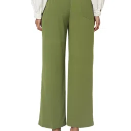 Smarty Pants Green Cotton Lycra Flared Fit Mid Rise Trousers image 2