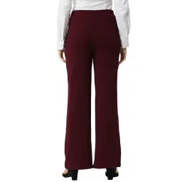 Smarty Pants Wine Cotton Lycra Flared Fit High Rise Trousers image 2