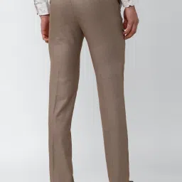 Van Heusen Brown Slim Fit Self Pattern Trousers image 2