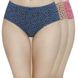 Amante Blue & Beige Cotton Printed Hipster Panties-image-91