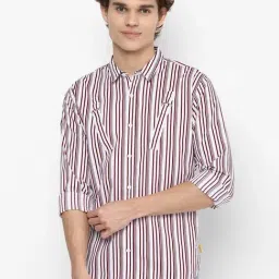 Forever 21 Maroon Cotton Regular Fit Striped Shirt-picture-40