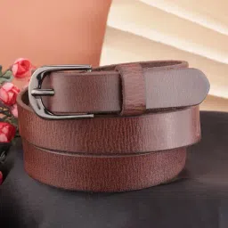 Aditi Wasan CORE 24 Brown Leather Textured Casual Belt for Women-image-5