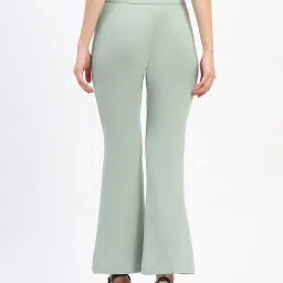 Madame Moss Green Polyester Pleated Trousers image 2