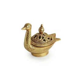 ExclusiveLane Golden Brass Swan Dhoop Dani Handcarved Incense Burner image 2
