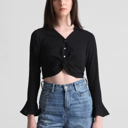 Only Black Regular Fit Cropped Shirt image 2