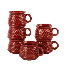 VarEesha Color Tones Red Ceramic Tea Cup (0.15 L) - Set of 4 image 2