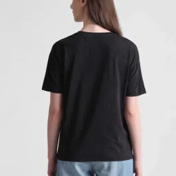 Only Black Cotton Graphic Print T-Shirt image 2