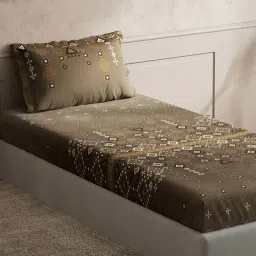 DDecor Brown Cotton 150 TC Single Size Bedsheet With Pillow Cover image 2