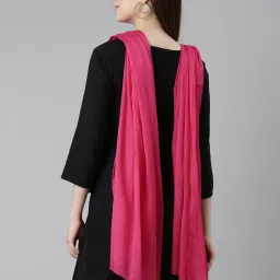 TWIN BIRDS Pink & White Plain Dupatta - Pack Of 2 image 2