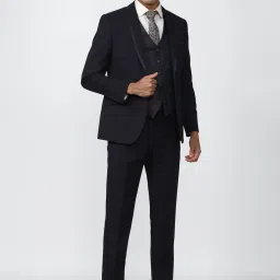 Van Heusen Navy Blue Slim Fit Printed Three Piece Suits image 2